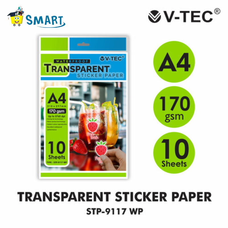 

V-TEC STICKER TRANSPARENT A4 170GSM