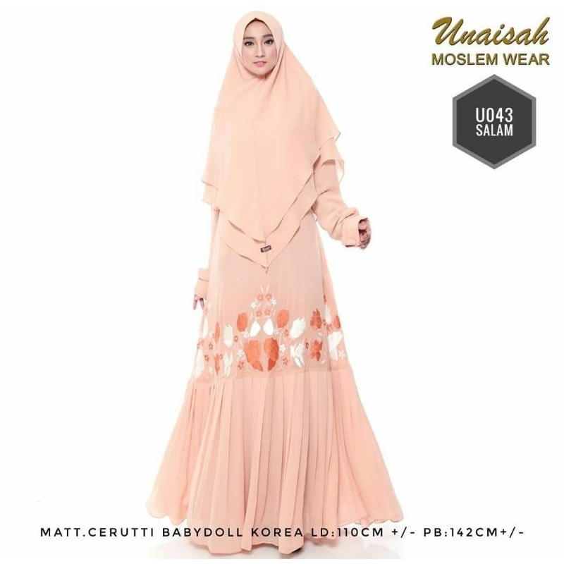 Gamis Syari Bordir Peach by Unaisah Syari