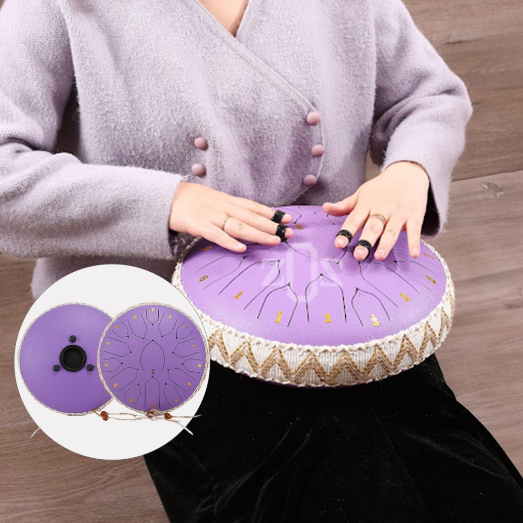 Drum Perkusi Tongue Mini Hang Handpan 13 Inch 15 Note Purple