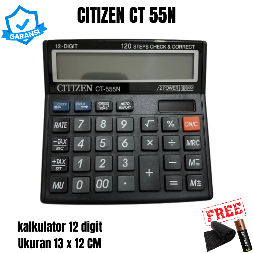 

Kalkulator CT 555N Alat Hitung Sekolah Dagang 12 Digit Check Correct Awet Murah