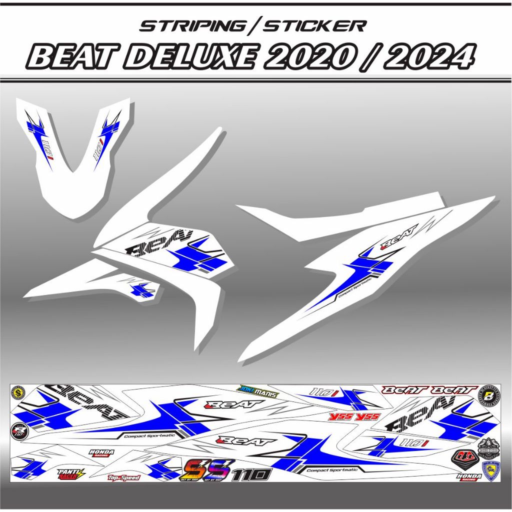STRIPING MOTOR HONDA BEAT DELUXE NEW VARIASI DECAL CUSTOM VARIAN SIMPEL MODIFIKASI MODEL STICKER ELE