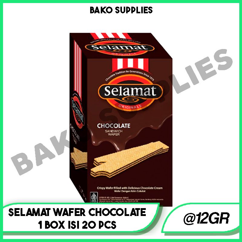 

1 BOX SELAMAT WAFER CHOCOLATE SANDWICH 12 GRAM ISI 20 PCS | WAFER COKLAT SELAMAT