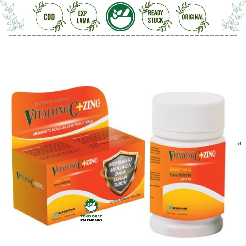 VITALONG C + ZINC 30 KAPSUL VITAMIN C 500MG TIME RELEASE VIT C BERTAHAP