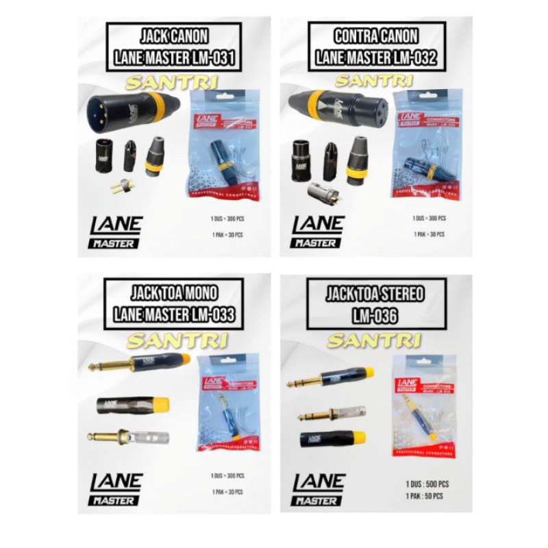 Jack Canon, Contra Canon, Jack Toa Mono, Jack Toa Stereo LANE MASTER