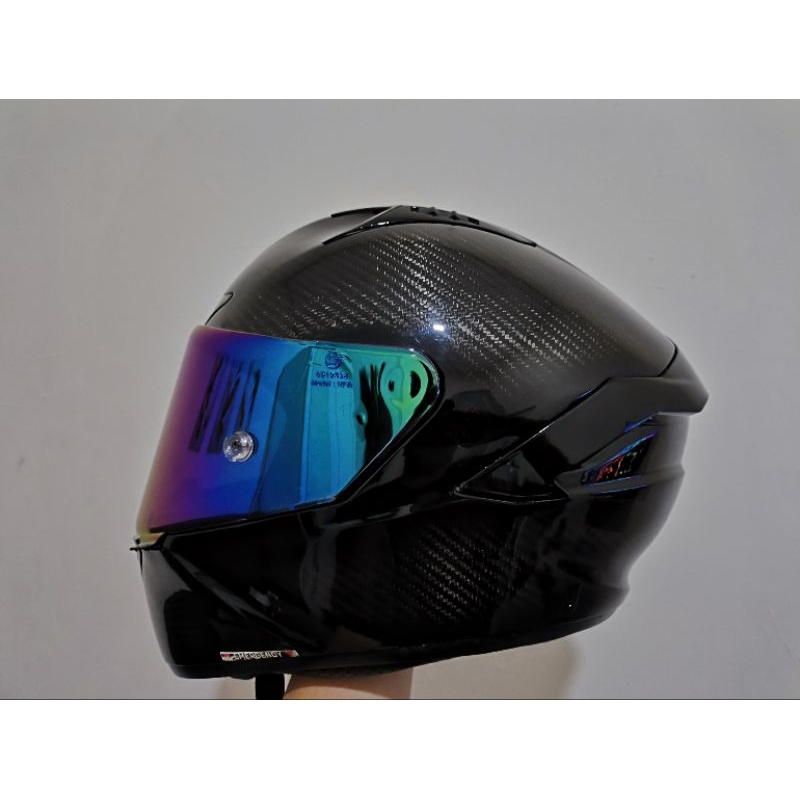 KYT NX Race Full Carbon Black + Coating 3 Layer + Visor Iridium Blue & Spoiler RTF | Second Like New