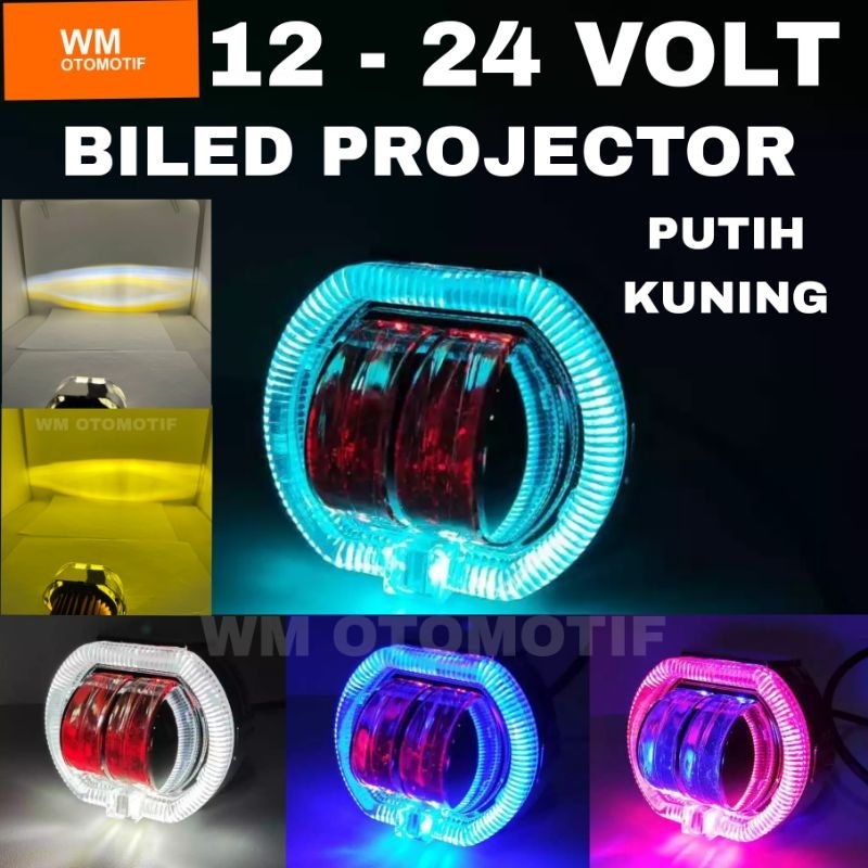 Lampu Tembak Utama Depan LED Daymaker Biled 2 Mata 12 - 24 Volt Shroud Crystal 2 Warna Truk Bus