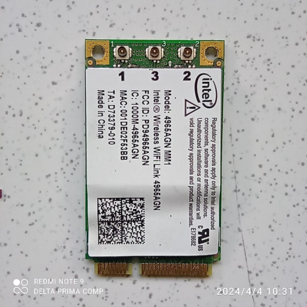 Wifi card intel wifi link 4965AGN MM1 dual band 2.4 GHz dan 5 GHz