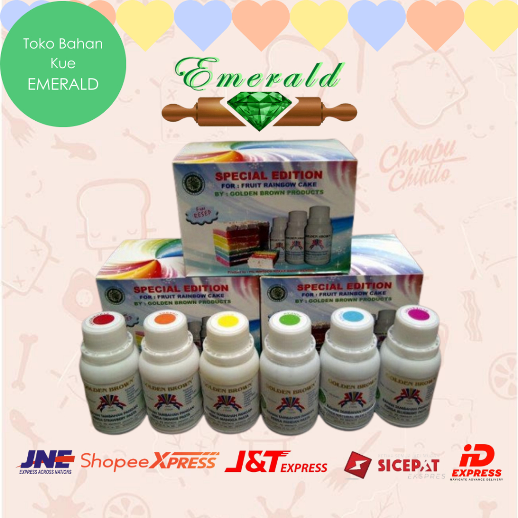 

Perisa/Pasta Rainbow Cake Golden Brown (1 SET)