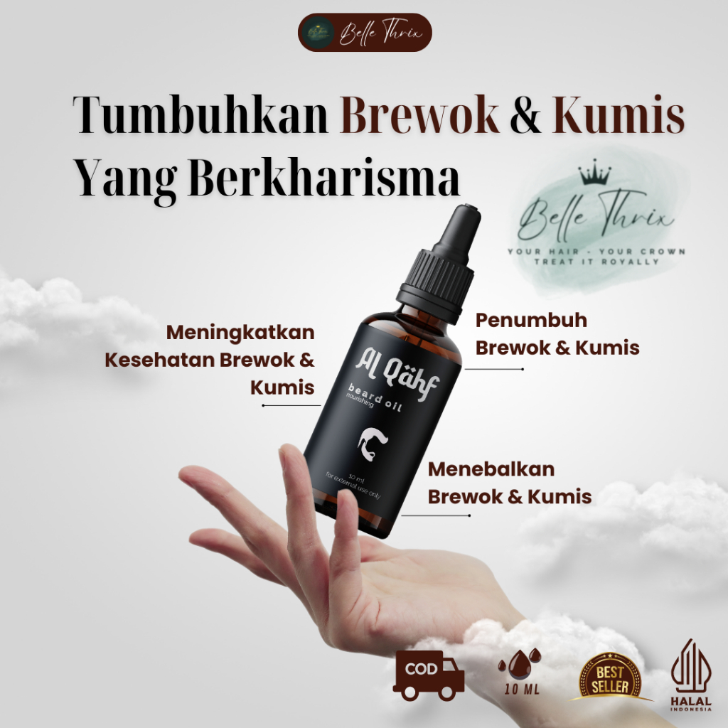 AL QAHF BEARD OIL 10 ML - Serum Penumbuh Brewok / Penumbuh Kumis / Penumbuh Jenggot / Penumbuh Jamba