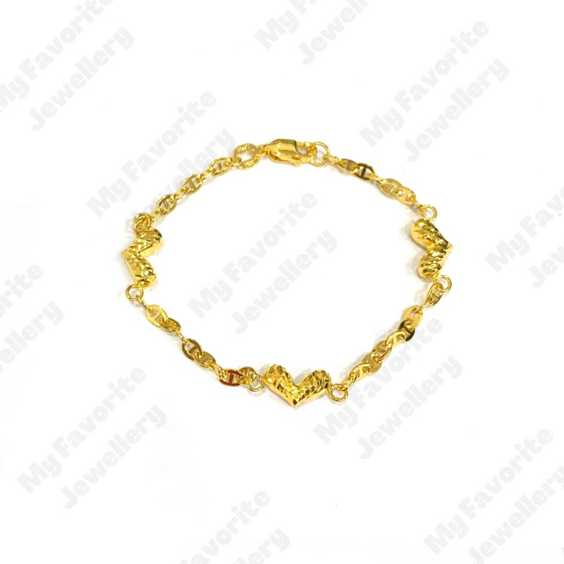 Gelang Castelli Hati Emas Asli Kadar 700 dan 875