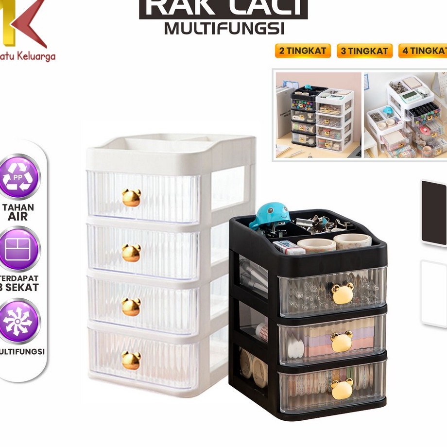 ZsU Satu Keluarga Rak Kosmetik Serbaguna 3 Laci K166 Desktop Drawer Rak Susun Serbaguna Tempat Make 