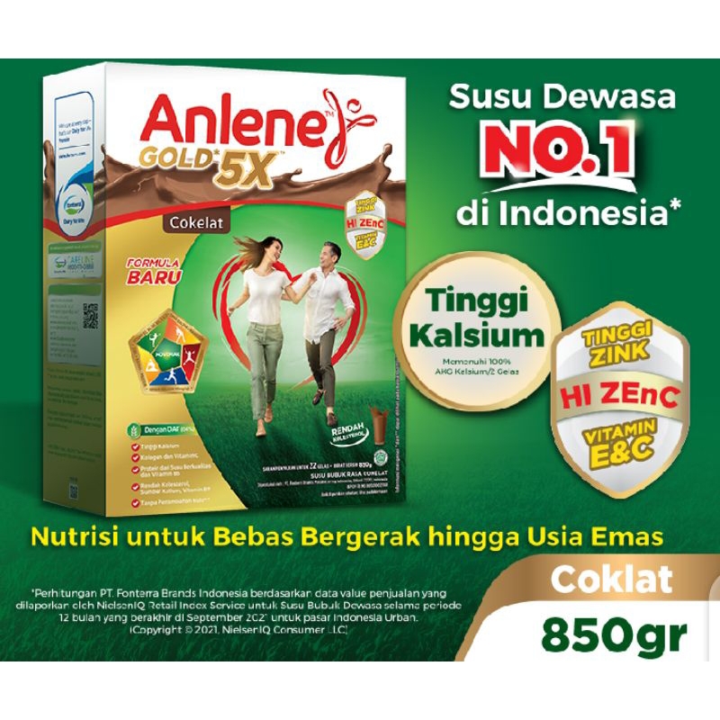 

Anlene Gold 5X Susu Bubuk Cokelat 850gr / Vanila 850gr / Original 850gr