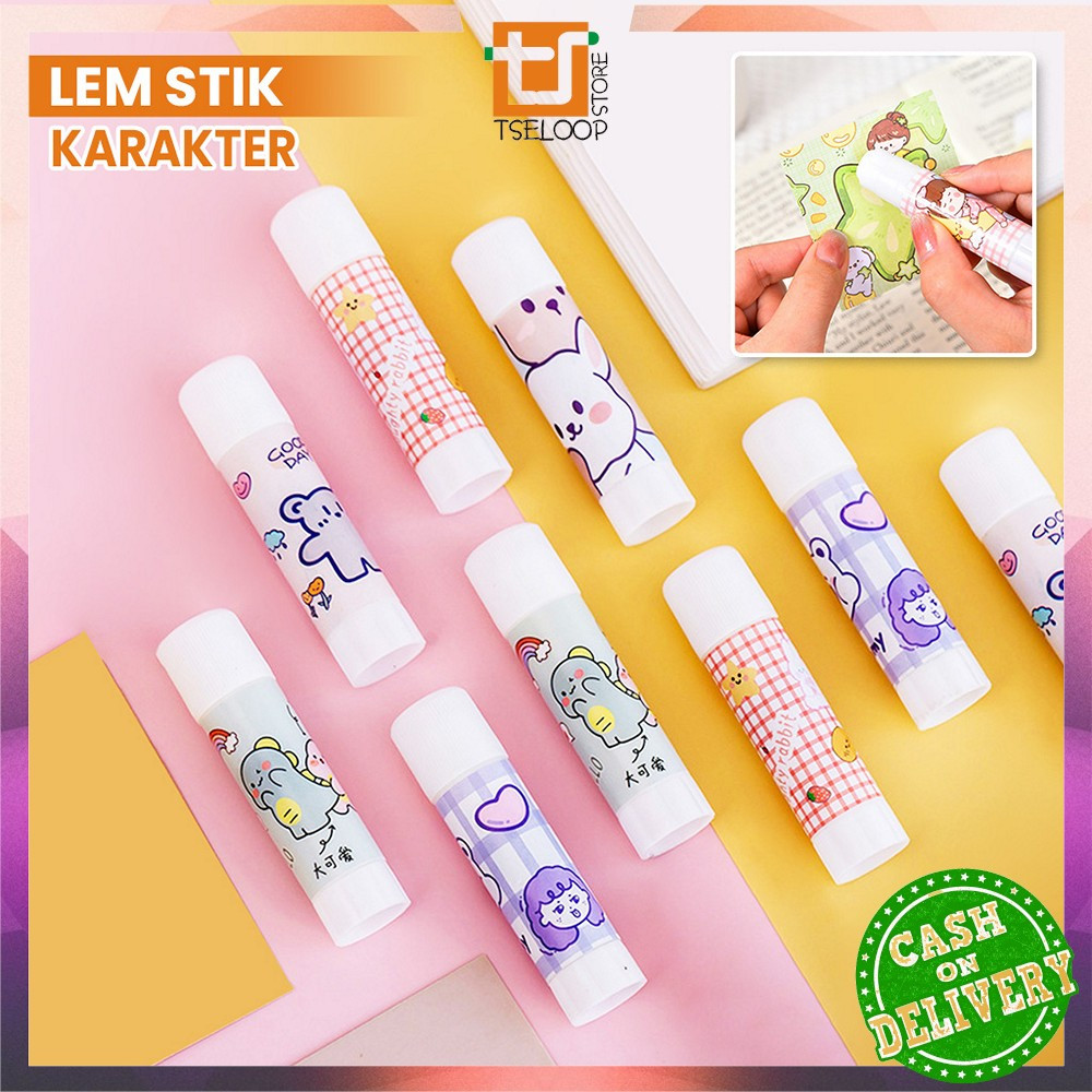 

OFM-A88 Lem Glue Stick Karakter Lucu Lem Stik Batang Putar Perlengkapan Sekolah Kantor / Lem Kertas Putar Lem Perekat Kertas Padat Motif Lucu