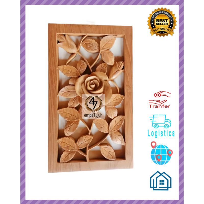 Ornamen Hiasan Dinding Kayu Jati Ukir