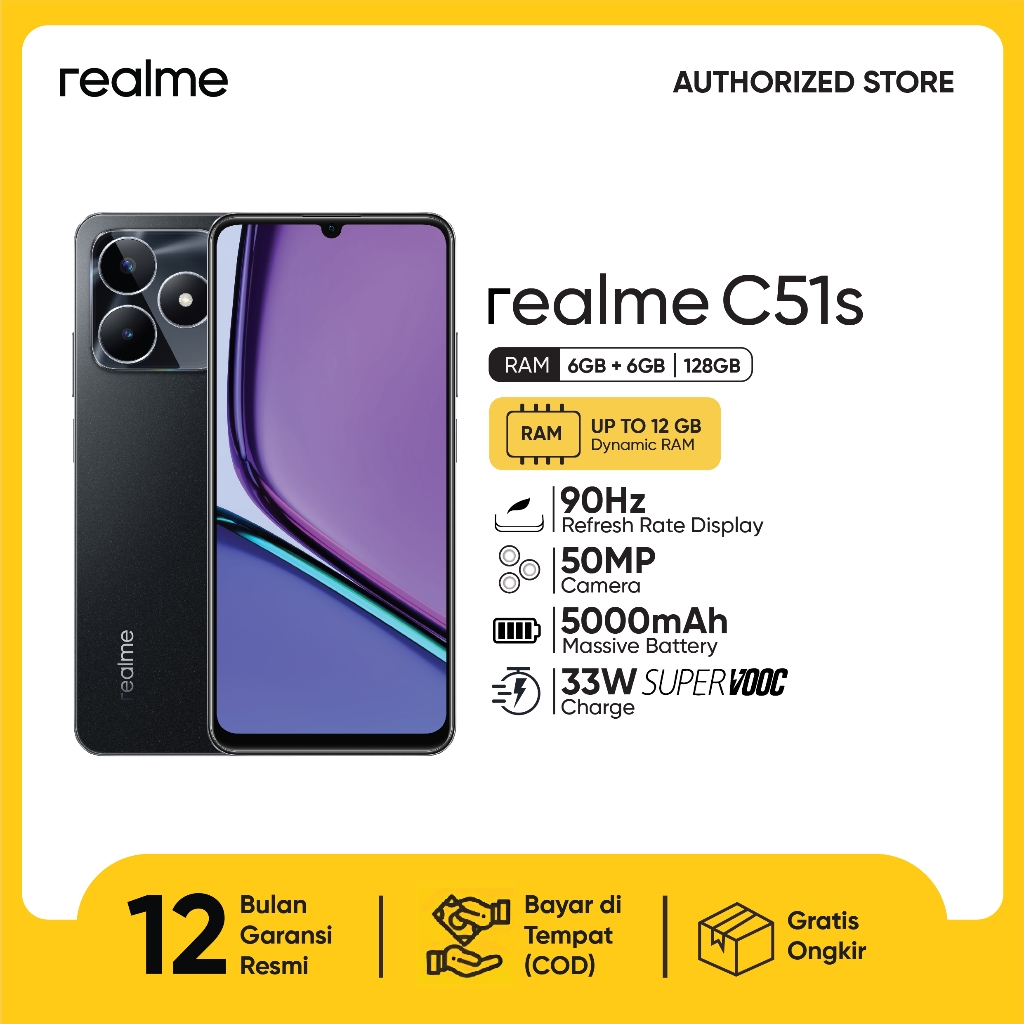 Realme C51s 6GB+6GB*|128GB 50MP AI Camera 7.49mm smartphone | 90Hz Vivid Display | Powerful Octa-core Chipset-2