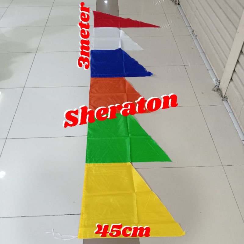 

umbul-umbul warna warni polos model zig zag panjang 3meter