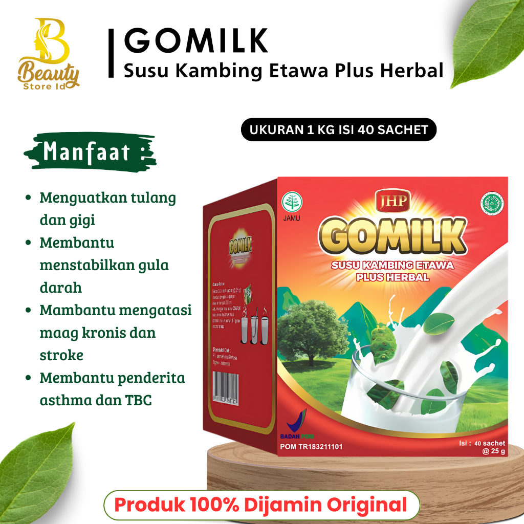 

BS - Susu Gomilk Susu Kambing Etawa Plus Herbal Daun Kelor Ukuran 1Kg Isi 40 Sachet Penambah Nafsu Makan Obat Maag Penambah Imunitas Daya Tahan Tubuh