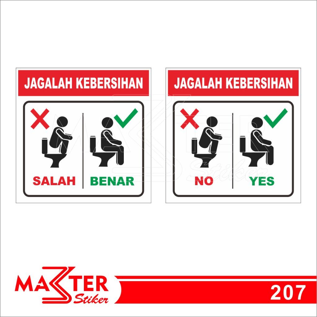 

207 - Stiker Cara Penggunaan Toilet/Closed yang Benar, Vinyl, Tahan Air, Termurah, dan Bisa Custom