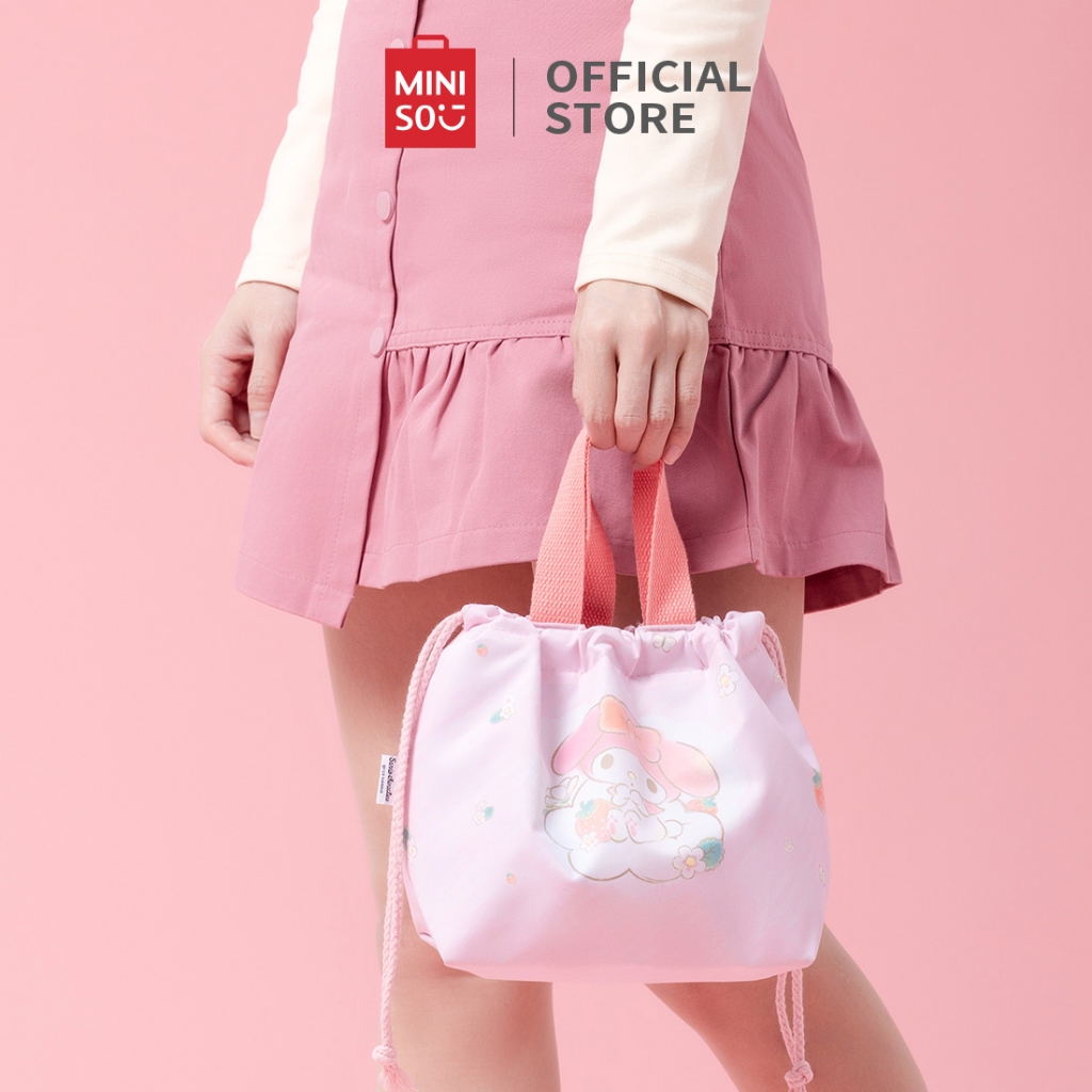 Miniso x Sanrio Tas Bekal Makanan Lunch Box Bag Thermal Bag Cinnamoroll Sanrio Characters Drawstring
