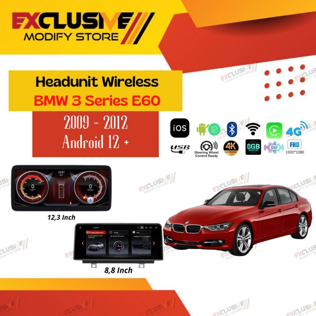 BMW 3 SERIES E60 (2009 - 2012) NEW HEADUNIT WIRELESS APPLE CARPLAY ANDROID 12+ HIGH SPEC SOFTWARE