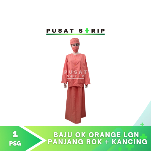 Baju OK Orange Lengan Panjang Baju Kancing Rok