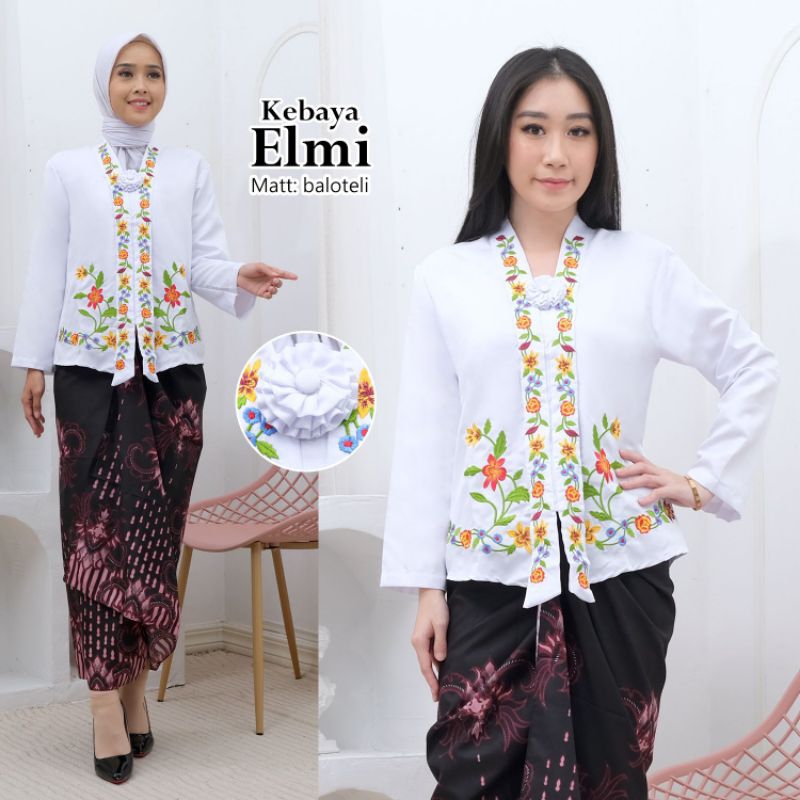 atasan kebaya encim modern bordir lengan 7/8 bordir