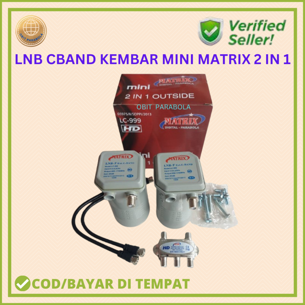 LNB CBAND MINI MATRIX  PARABOLA 2 SATELIT 1 RECEIVER TERLARIS