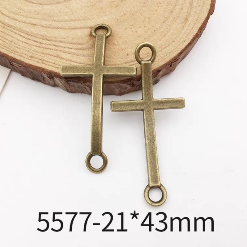 Charm salib konektor kalung/gelang DIY bronze 005