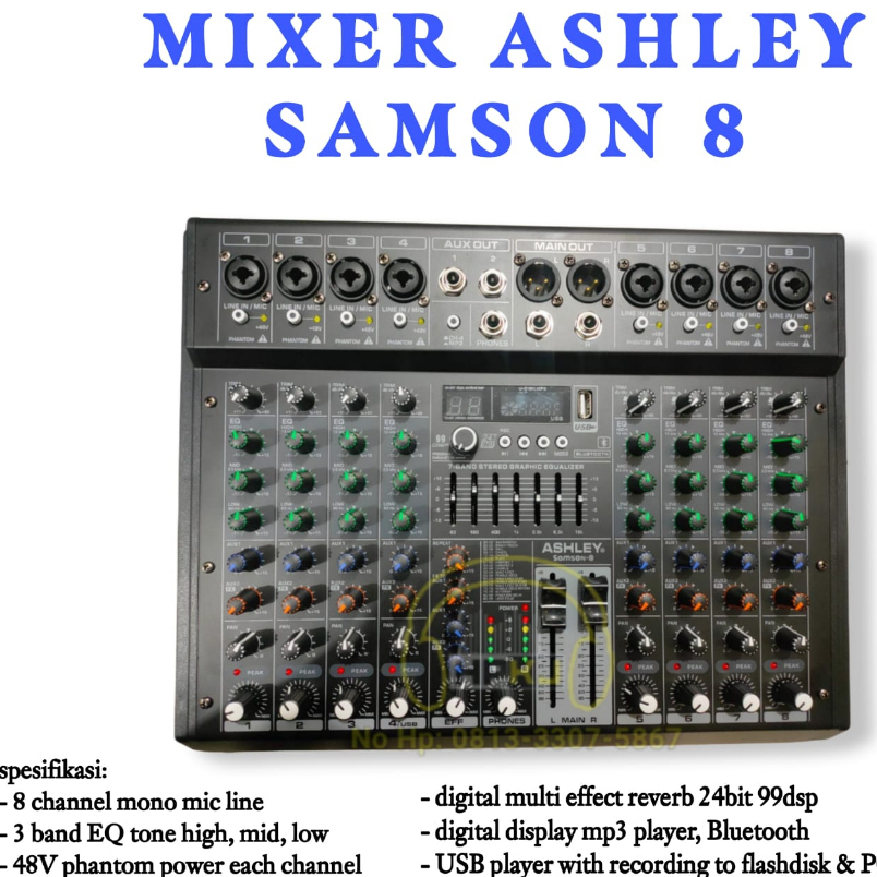 MIXER ASHLEY SAMSON8 8CHANNEL BLUETHOOTH mixer ashley samson 8 8 channel
