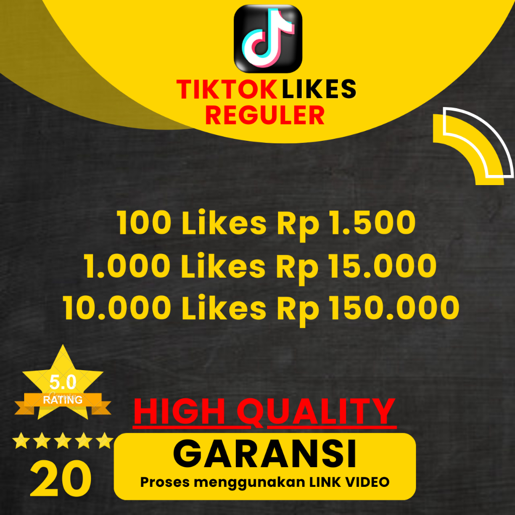 Tiktok Likes Reguler - HIGH QUALITY - Tiktok Likes Murah Permanen