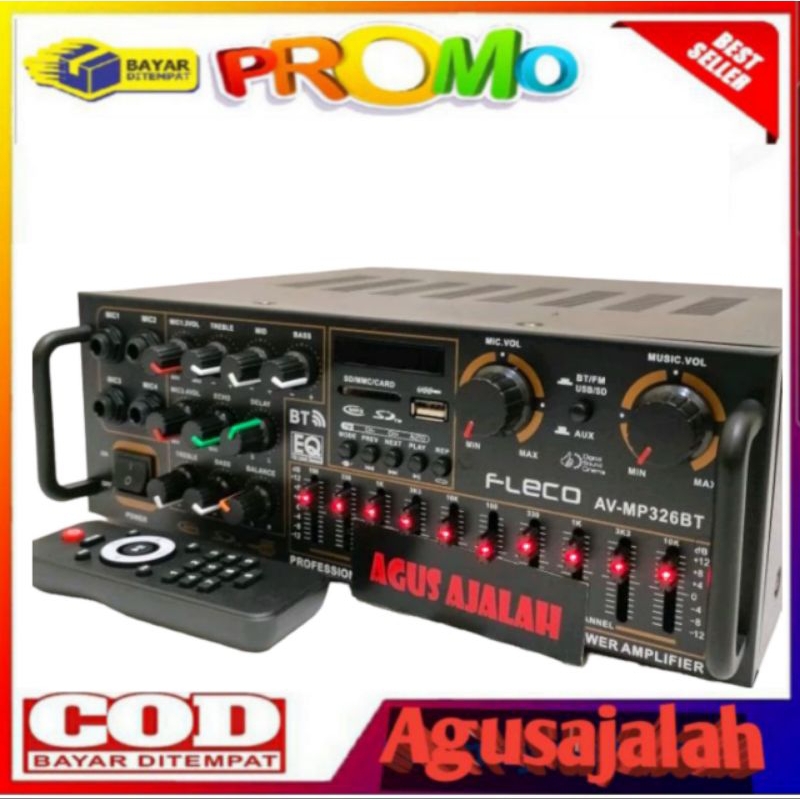 COD Amplifier Fleco AV-MP326BT Original/Amplifier Bluetooth/Power Amplifier AV MP 326BT 4 Lubang Aux