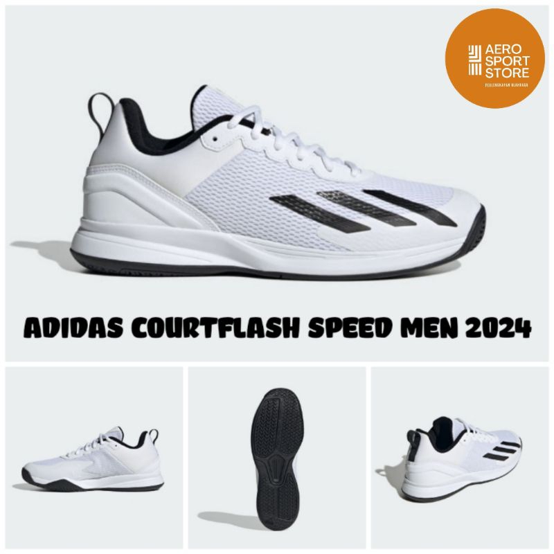 [ SEPATU TENIS ADIDAS COURTFLASH SPEED MEN 2024 / PUTIH - HITAM ]