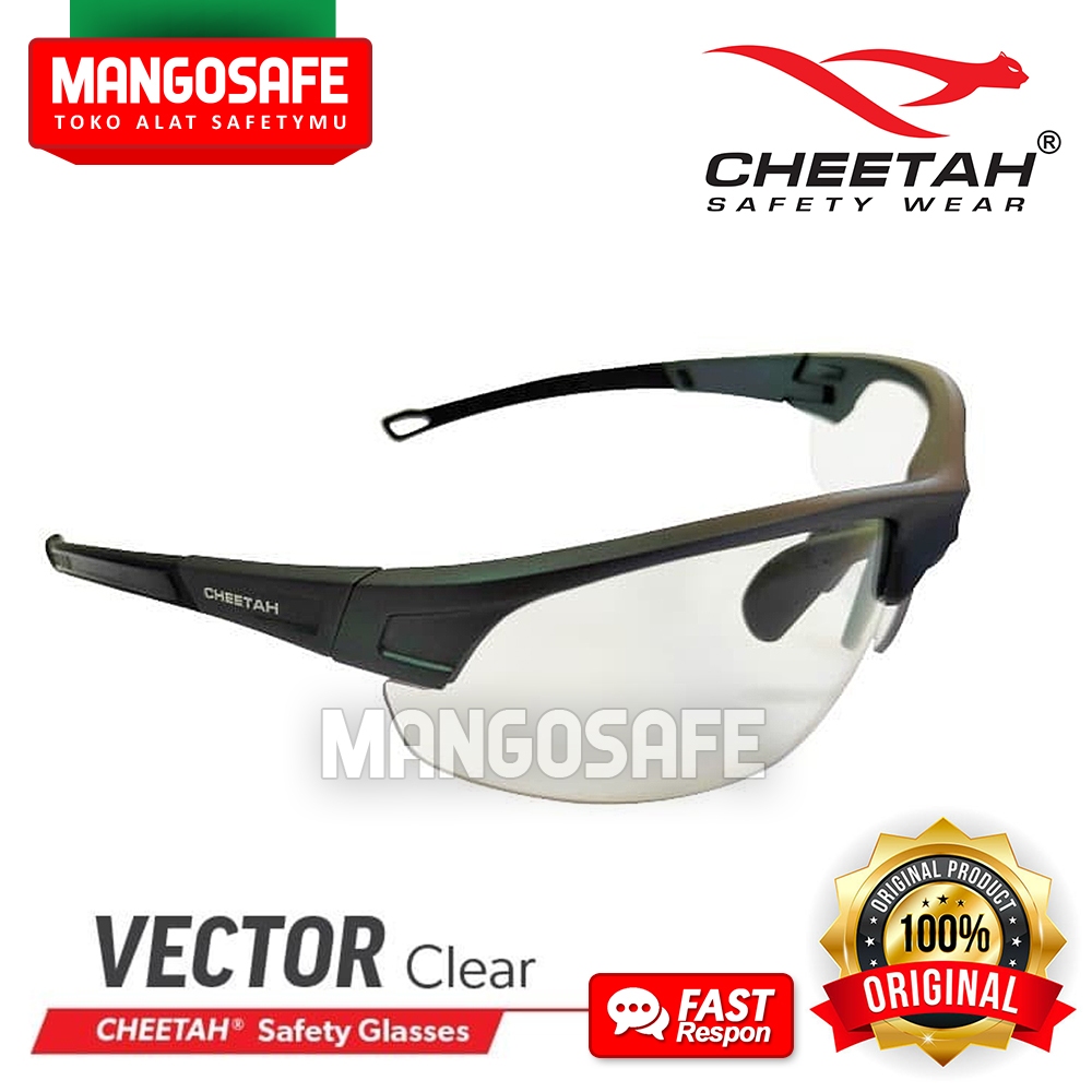 CHEETAH VECTOR CLEAR / Kacamata Trendy Keren VIRAL Putih Bening Pelindung Motor Biker Ojol / Safety 