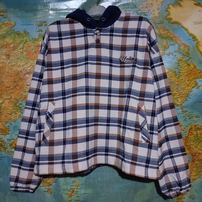 sweater hoodie button Union WV PROJECT oversized tartan flannel original
