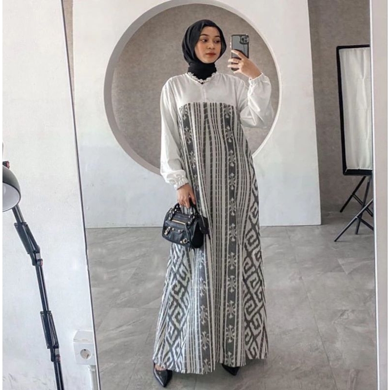 SARAS GAMIS TENUN WANITA- BAJU TENUN MUSLIMAH- GAMIS TENUN TERBARU