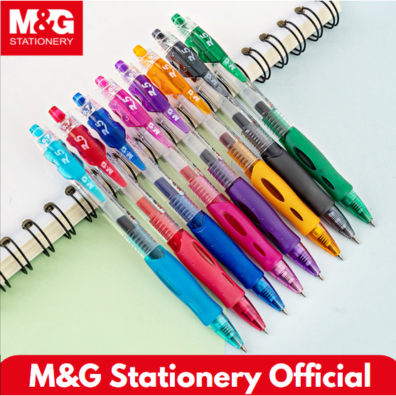 

M&G Pulpen Gel Retractable Gel Pen 8 Warna 0.7 mm Black Green Yellow Purple Blue Pink Red Sky Blue Hitam Hijau Kuning Unggu Biru Pink Merah Biru Muda #AGP12371