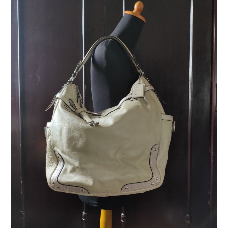 Hobo Bag/Tas Bahu Besar Kulit Asli  C O A C H  Broken White Preloved/second