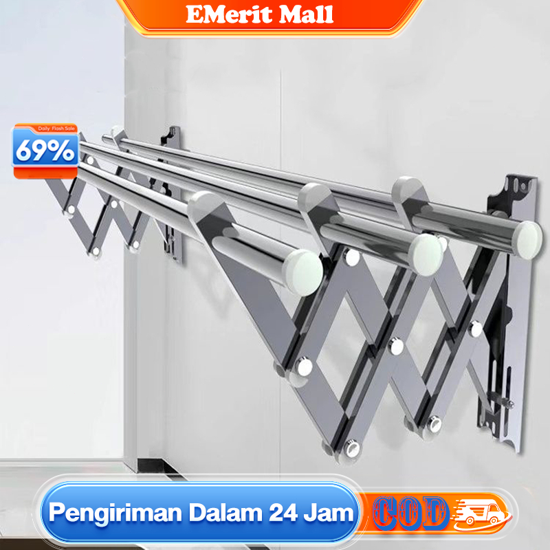 HEYFASTORE. JEMURAN DINDING 5 TIANG X 200CM JEMURAN BAJU DINDING JEMURAN LIPAT DINDING STAINLESS