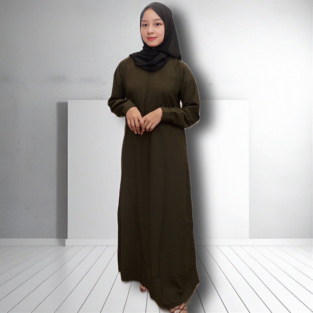 Gamis Abaya Hitam Polos Simple Modern Kekinian Bahan Wolfis Super Premium Dress Busui Terbaru
