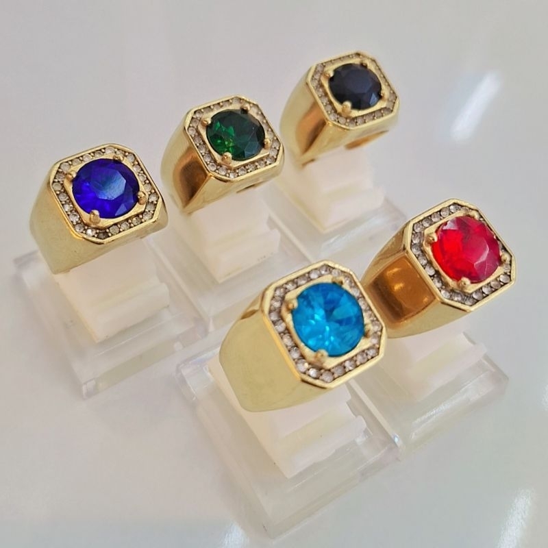 CINCIN BATU FULL PERMATA RING GOLD TITANIUM