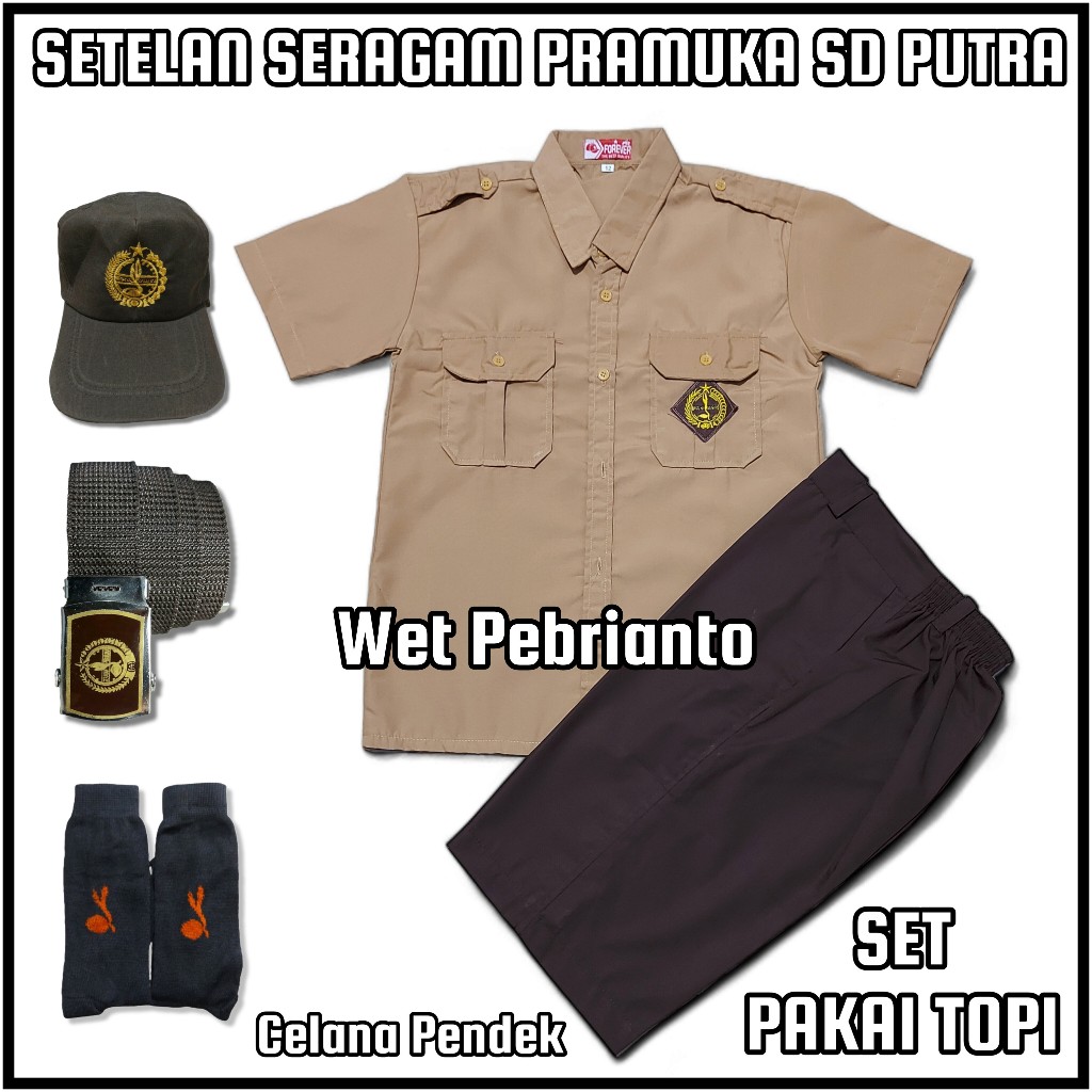 Setelan Seragam Sekolah Pramuka SD Anak Laki Laki Baju Pramuka Pendek Celana Pramuka Pendek