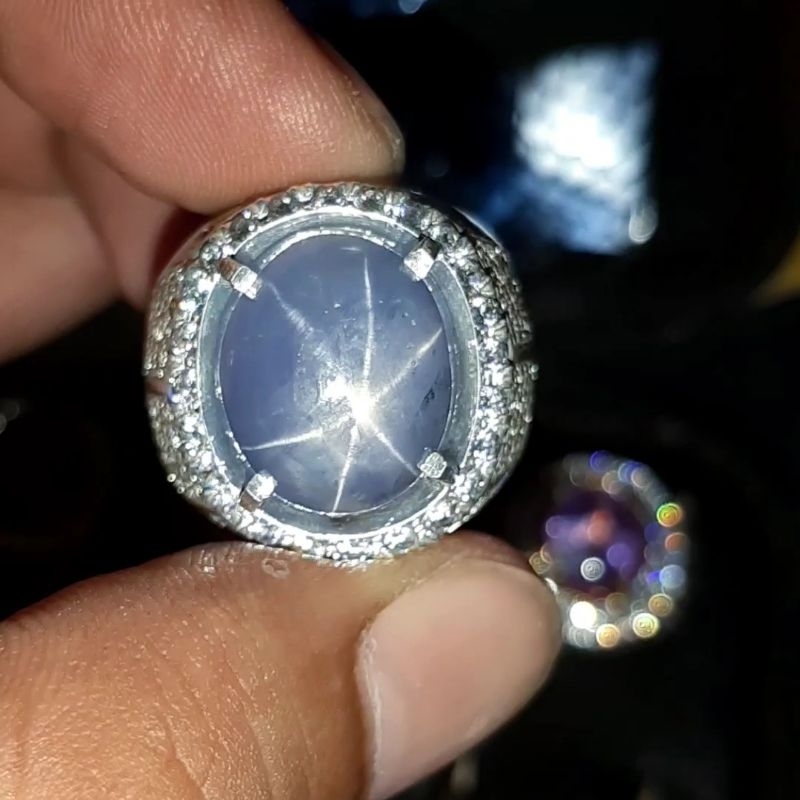 Hq star blue sapphire nh srilanka 18.49carat big size strong star-ruby-emerald-chrysoberyl-songea