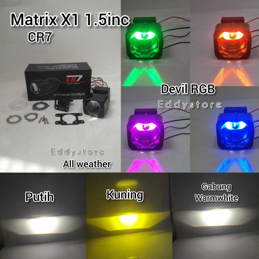 Projector Biled Matrix X1 1.5inc 2 Warna All Weather Devil eye RGB