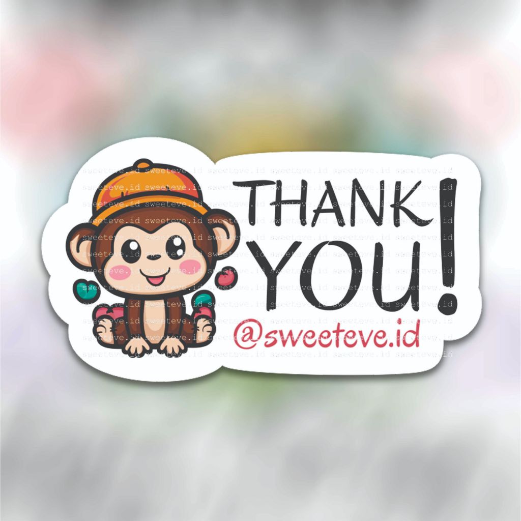 

Chromo Sticker Thank You olshop, Thanks Stiker Online Shop Cute, Stiker Terimakasih Online Shop NO CUSTOM & CUSTOM (Harga untuk 1 set) - Monkey 03