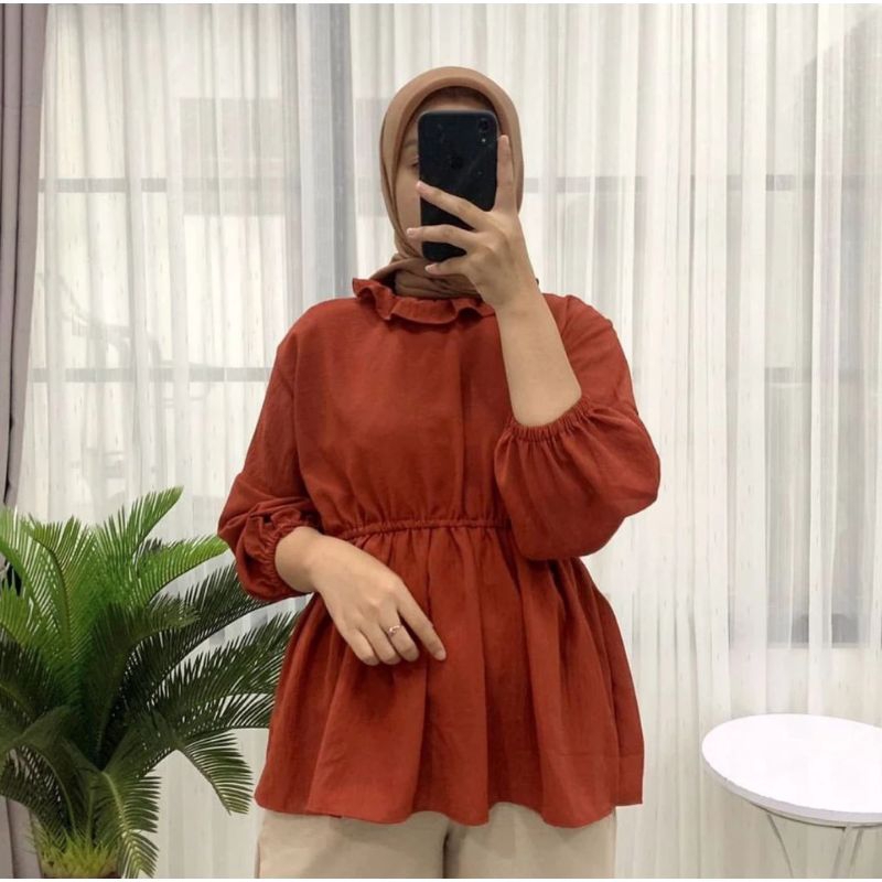 Myra Top Blouse Crinkle / pinggang kerut / Korean look