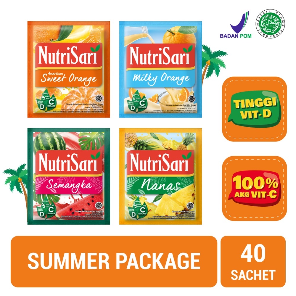 

Nutrisari 4 Rasa Summer Package 40 sachet - Minuman Buah Vitamin C dan Vitamin D @iestore_id