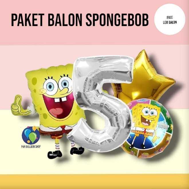 Paket Balon Spongebob Ulang Tahun Set / Set Dekorasi Ulang Tahun tema Spongebob Squarepant
