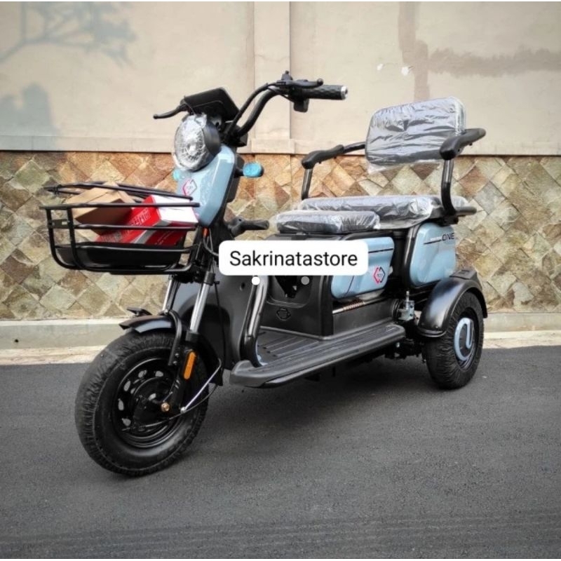 Sepeda listrik roda tiga 3 dewasa 600 watt import Abu