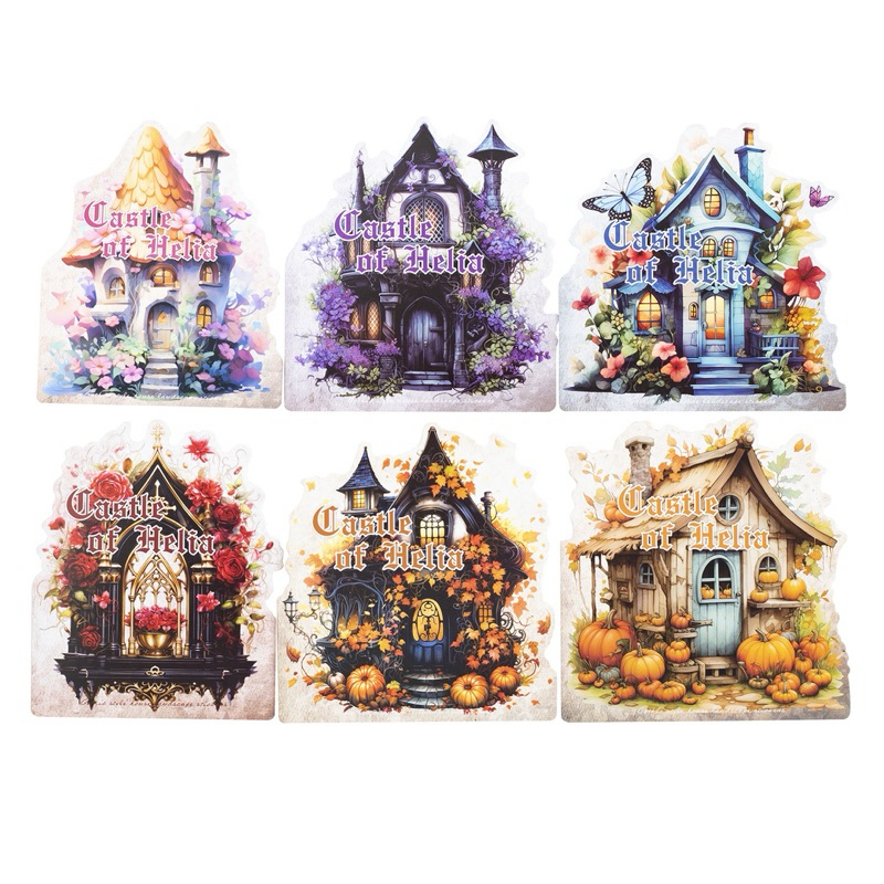 

(1DC) sticker hologram castle istana dark gelap haloween magic journal journaling scrapbook