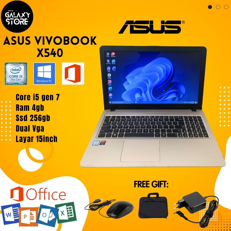 LAPTOP ASUS VIVOBOOK X540 CORE I5 GEN 7 RAM 4GB/8GB SSD 256GB DUAL VGA